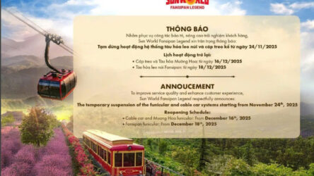 Thông Báo Tạm Dừng Hoạt Động Hệ Thống Cáp Treo và Tàu Hỏa Leo Núi Fansipan (Từ 24/11/2025)